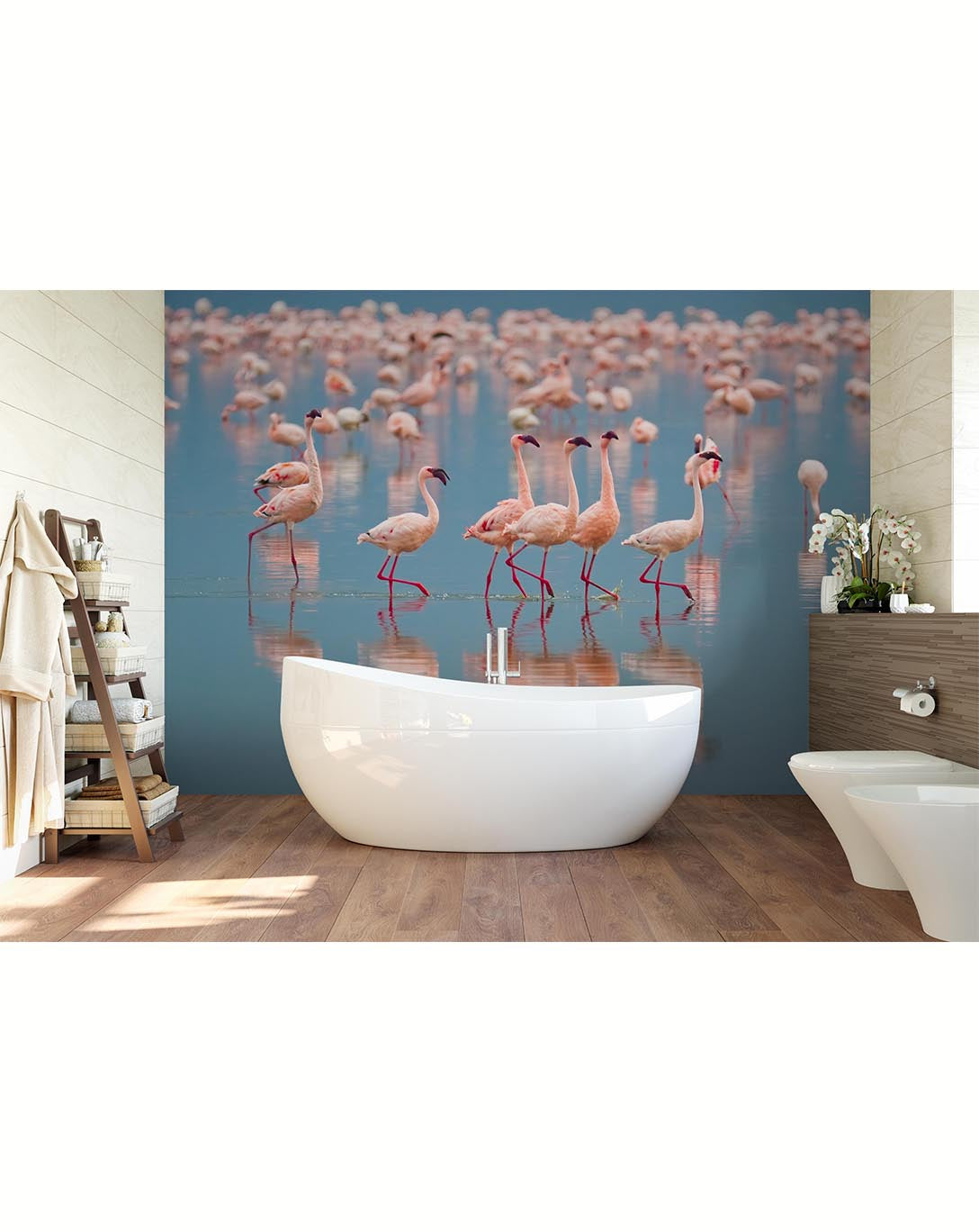 Self Adhesive Tropical Pink Flamingos Wall Mural CCM004