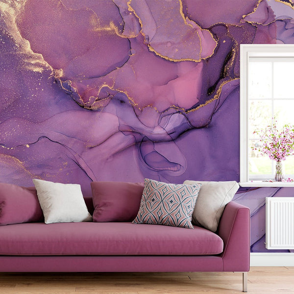 Very Peri Purple Watercolor Ink Wall Mural CCM056 - CostaCover - Peel and stick Removable Wallpaper - Abstract - abstract wall art - abstract wallpaper