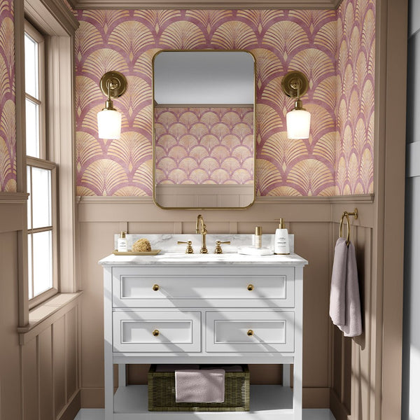 Pink Art Deco Scallops Wallpaper CC181 - CostaCover - Peel and stick Removable Wallpaper - 