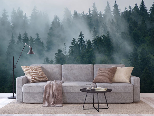 Misty Foggy Forest Wall Mural CCM033 - CostaCover - Peel and stick Removable Wallpaper - accent wallpaper - adhesive wallpaper - adhesive wallpaper design