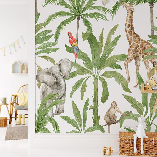 Animal Safari Wall Mural CCM066 - CostaCover - Peel and stick Removable Wallpaper - accent wallpaper - adhesive wallpaper - animal print