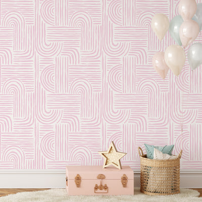 Pink Boho Lines Wallpaper CC277