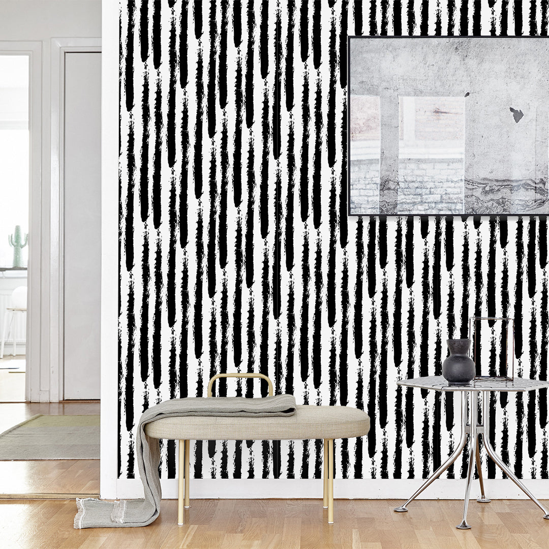 Black and White Stroke Self adhesive Wallpaper CC174