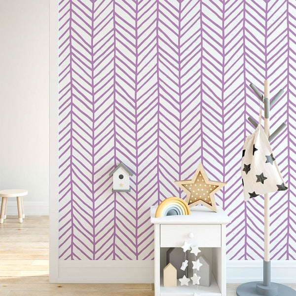 Purple Chevron Herringbone Wallpaper CC132 - CostaCover - Peel and stick Removable Wallpaper - arrow feather - Backsplash panels - bathroom wallpaper