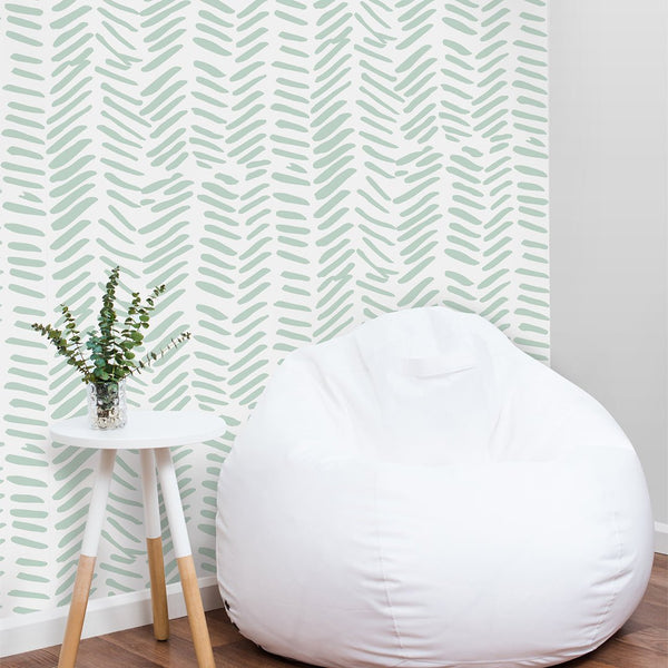 Herringbone Green Chevron Wallpaper CC020 - CostaCover - Peel and stick Removable Wallpaper - adhesive wallpaper - adhesive wallpaper design - baby bedroom