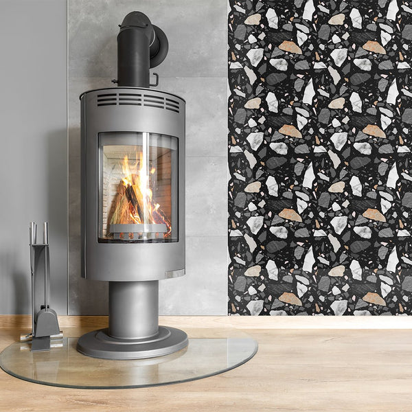Black & Gray Stones Wallpaper CC266 - CostaCover - Peel and stick Removable Wallpaper - accent wallpaper - adhesive wallpaper - adhesive wallpaper design
