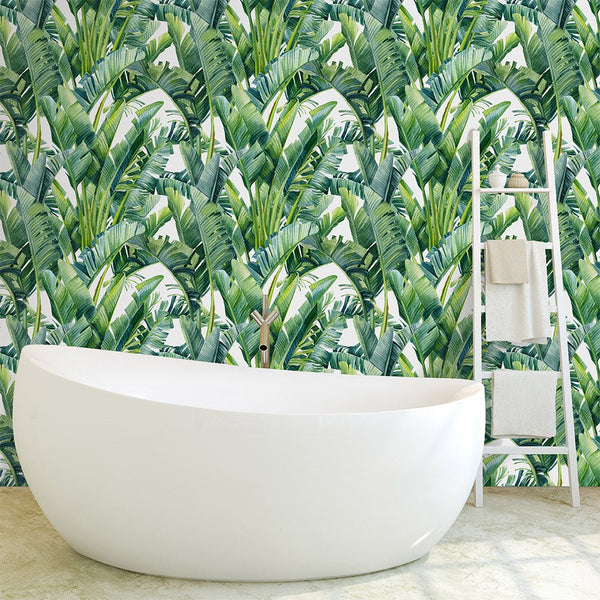 Tropical Banana Leaves Wallpaper CC247 - CostaCover - Peel and stick Removable Wallpaper - 3d wall murals - 3d wall painting - accent wallpaper