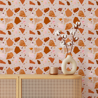 Terracotta & Orange Terrazzo Wallpaper CC267