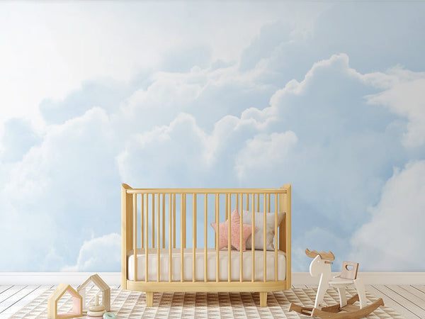 Pastel Blue Sky & Clouds Wall Mural CCM023 - CostaCover - Peel and stick Removable Wallpaper - Abstract - abstract wallpaper - accent wallpaper