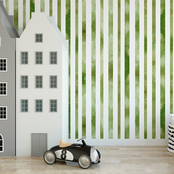 Green Vertical Lines Wallpaper CC264 - CostaCover - Peel and stick Removable Wallpaper - abstract lines - abstract wallpaper - accent wallpaper