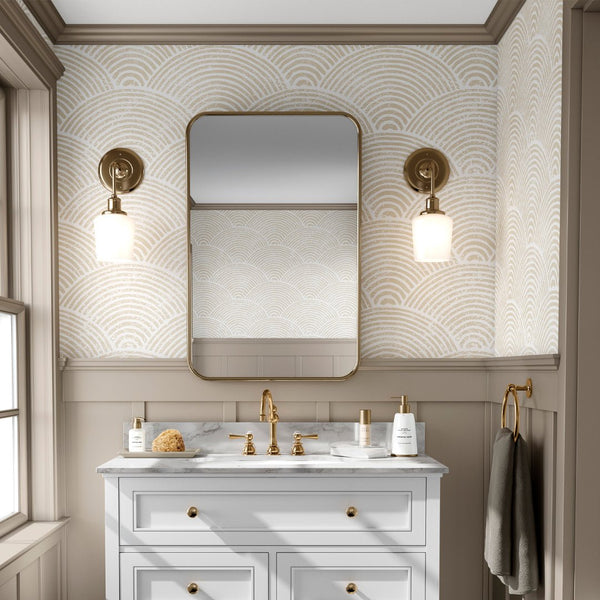 Beige Waves Boho Wallpaper CC284 - CostaCover - Peel and stick Removable Wallpaper - Abstract Beige Gold Stripes Waves Removable Wallpaper - accent wallpaper - adhesive wallpaper