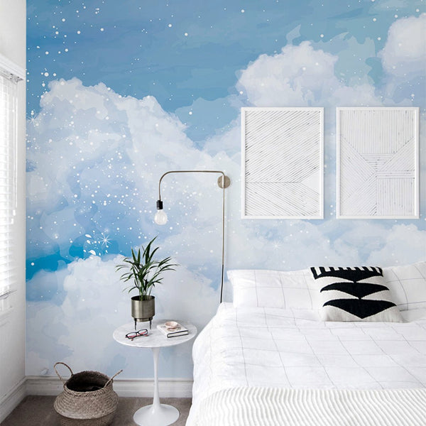 Blue Sky & White Clouds Wall Mural CCM099 - CostaCover - Peel and stick Removable Wallpaper - 3d wall murals - 3d wall painting - abstract wallpaper