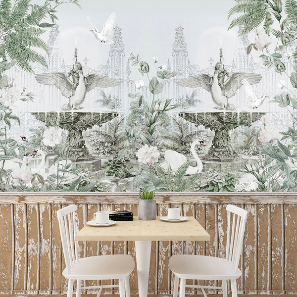 Vintage Garden Wall Mural CCM070 - CostaCover - Peel and stick Removable Wallpaper - 3d wall murals - 70's style - accent wallpaper