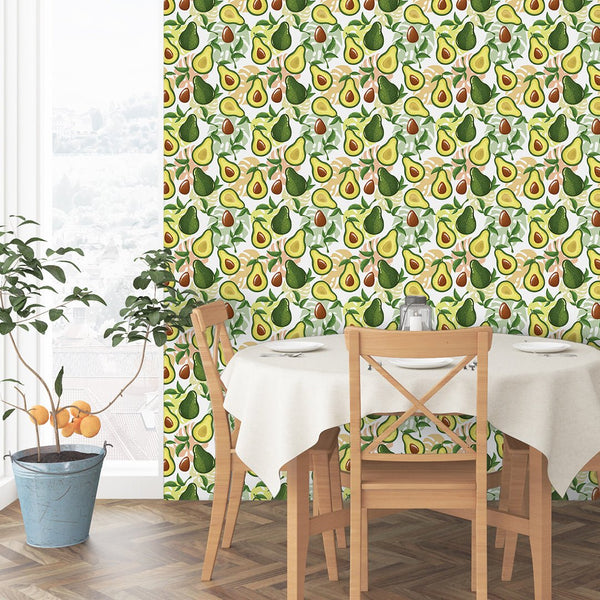 Yellow Green Avocado Wallpaper CC233 - CostaCover - Peel and stick Removable Wallpaper - Banana leaves wallpaper - botanical - colorful wallpaper