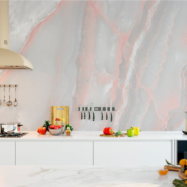 Gray & Pink Marble Texture Wall Mural CCM124 - CostaCover - Peel and stick Removable Wallpaper - abstract wallpaper - accent wallpaper - adhesive wallpaper