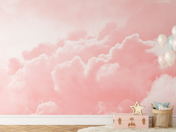 Pastel Pink Sky & Clouds Wall Mural CCM021 - CostaCover - Peel and stick Removable Wallpaper - abstract wallpaper - accent wallpaper - adhesive wallpaper