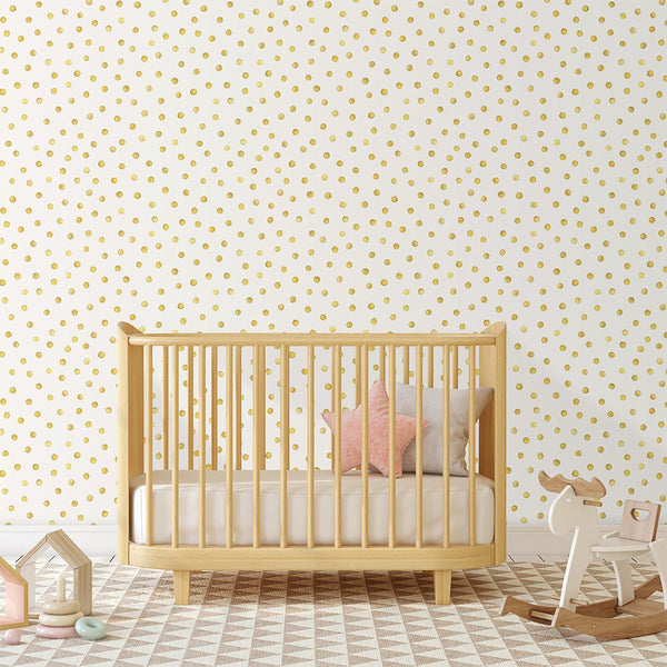 Gold Polka Dots Wallpaper CC099 - CostaCover - Peel and stick Removable Wallpaper - adhesive wallpaper - bathroom wallpaper - bedroom interior
