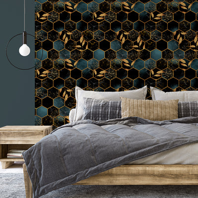 Black Gold Honeycomb Wallpaper CC043