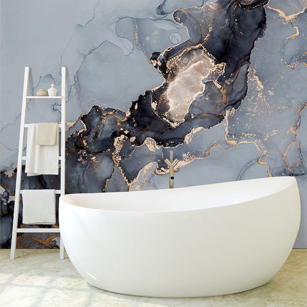 Gray & Black Watercolor ink Wall Mural CCM041 - CostaCover - Peel and stick Removable Wallpaper - 3d wall murals - accent wallpaper - adhesive wallpaper