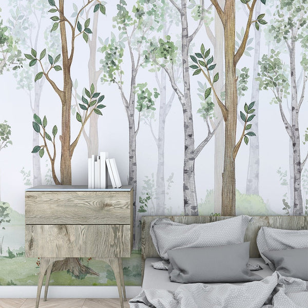 Fairy Misty Forest Wall Mural CCM017 - CostaCover - Peel and stick Removable Wallpaper - accent wallpaper - autumn wallpaper - baby wallpaper