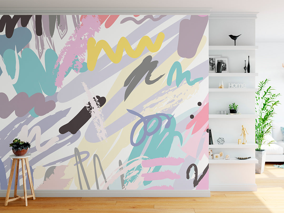 Self Adhesive Abstract Paint Colorful Painting Wall Mural CCM020