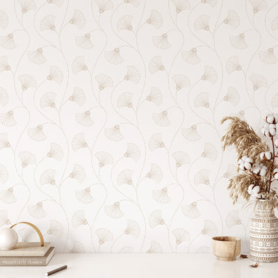 Art Deco Beige Blooms Self Adhesive Wallpaper CC210