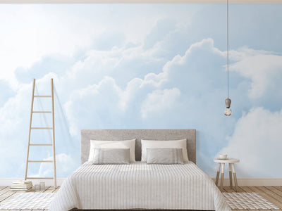 Self Adhesive Pastel Blue Sky Clouds Bedroom Wall Mural CCM023