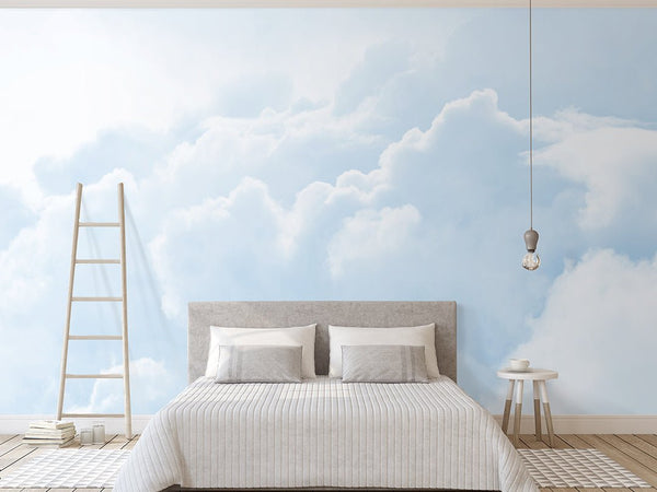 Pastel Blue Sky & Clouds Wall Mural CCM023 - CostaCover - Peel and stick Removable Wallpaper - Abstract - abstract wallpaper - accent wallpaper