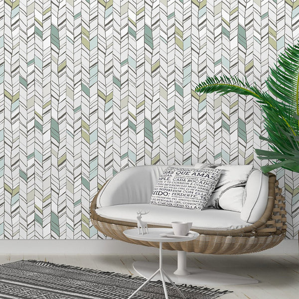 Herringbone Chevron Wallpaper CC197 - CostaCover - Peel and stick Removable Wallpaper - adhesive wallpaper - arrow feather - Backsplash panels