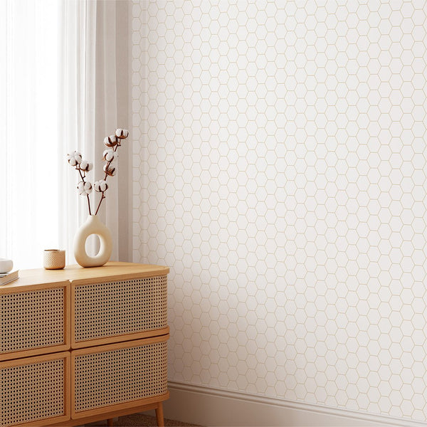 Boho Beige Honeycomb Wallpaper CC222 - CostaCover - Peel and stick Removable Wallpaper - adhesive wallpaper - bathroom wallpaper - bedroom interior