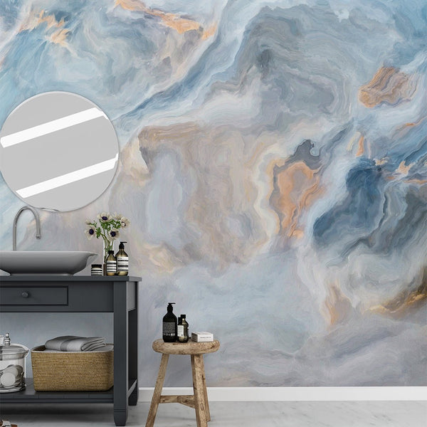 Blue & Gray Marble Texture Wall Mural CCM054 - CostaCover - Peel and stick Removable Wallpaper - 3d wall murals - 3d wall painting - Abstract