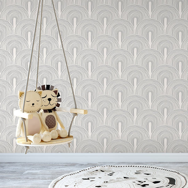 Beige Boho Waves Wallpaper CC180 - CostaCover - Peel and stick Removable Wallpaper - Abstract - Abstract Beige Gold Stripes Waves Removable Wallpaper - Abstract Beige Gold Stripes Waves Removable Wallpaper near me