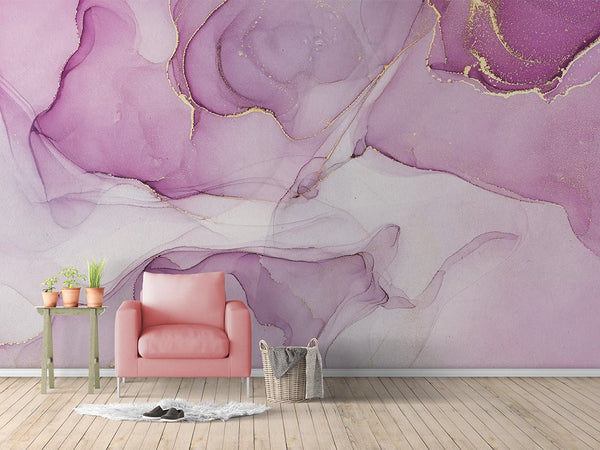 Pink Watercolor ink Wall Mural CCM042 - CostaCover - Peel and stick Removable Wallpaper - accent wallpaper - adhesive wallpaper - adhesive wallpaper design