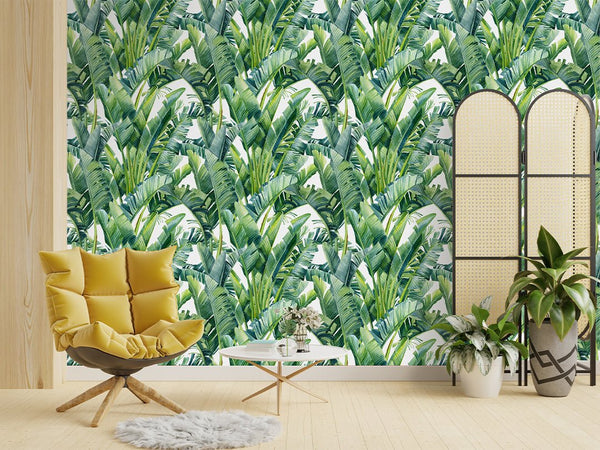 Tropical Banana Leaves Wallpaper CC247 - CostaCover - Peel and stick Removable Wallpaper - 3d wall murals - 3d wall painting - accent wallpaper