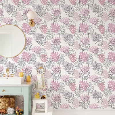 Pink Palm Leaves Wallpaper CC235