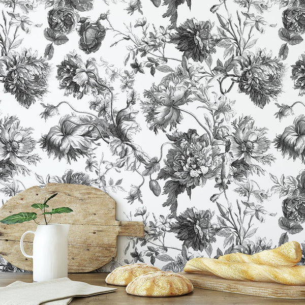 Black & White Flowers Wallpaper CC249