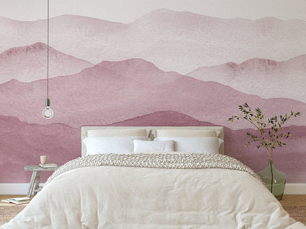 Purple Watercolor Mountains Wall Mural CCM063 - CostaCover - Peel and stick Removable Wallpaper - Abstract - abstract wall art - abstract wallpaper