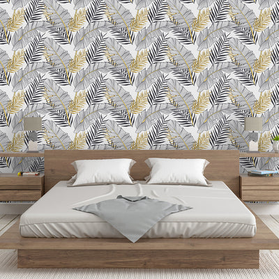 Black Gold Palm Leaves Wallpaper CC234