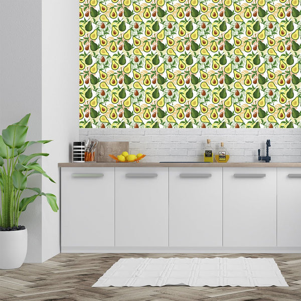 Yellow Green Avocado Wallpaper CC233 - CostaCover - Peel and stick Removable Wallpaper - Banana leaves wallpaper - botanical - colorful wallpaper