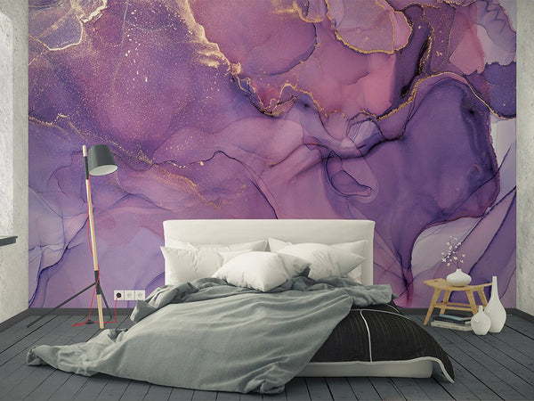Very Peri Purple Watercolor Ink Wall Mural CCM056 - CostaCover - Peel and stick Removable Wallpaper - Abstract - abstract wall art - abstract wallpaper