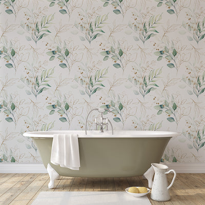 Green Eucalyptus Leaves and Branches Peel and Stick Wallpaper CC228