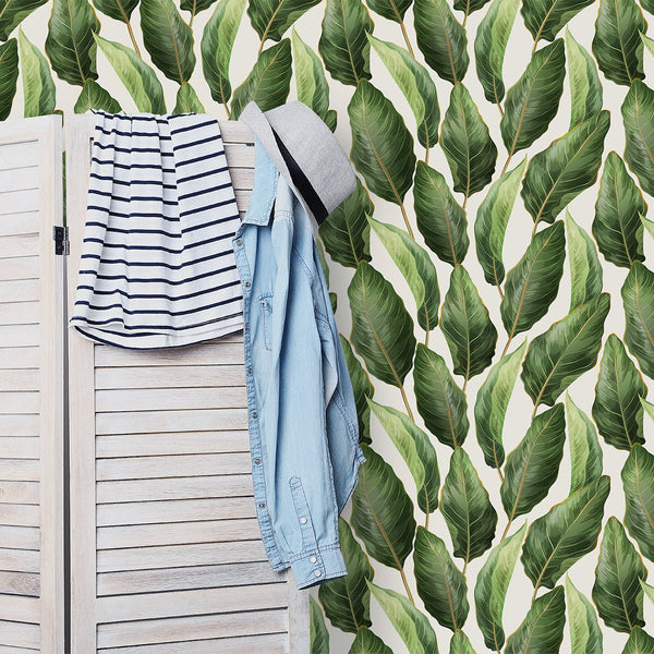 Tropical Banana Leaves Wallpaper CC220 - CostaCover - Peel and stick Removable Wallpaper - Banana leaves - Banana leaves wallpaper - dining room wallpaper