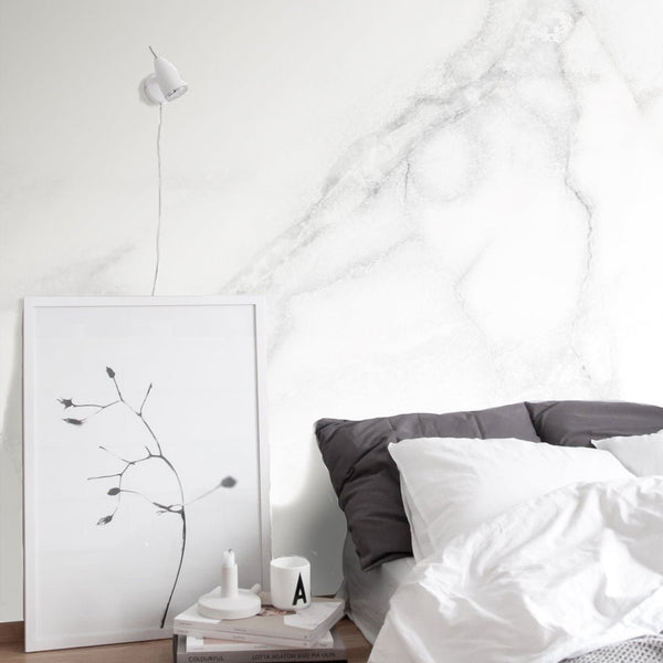 White & Gray Marble Texture Wall Mural CCM126 - CostaCover - Peel and stick Removable Wallpaper - abstract wallpaper - accent wallpaper - adhesive wallpaper