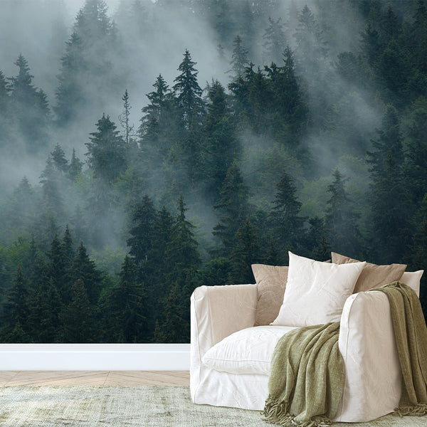 Misty Foggy Forest Wall Mural CCM033 - CostaCover - Peel and stick Removable Wallpaper - accent wallpaper - adhesive wallpaper - adhesive wallpaper design