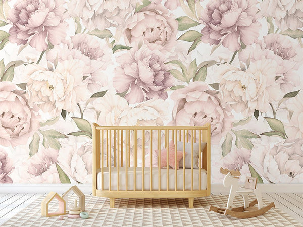 Light Pink Peony Wall Mural CCM108 - CostaCover - Peel and stick Removable Wallpaper - accent wallpaper - adhesive wallpaper - bathroom wallpaper