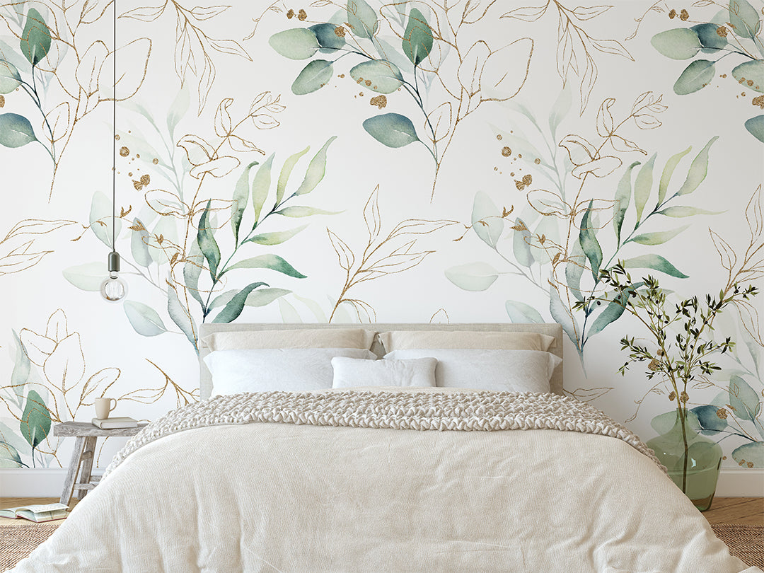 Eucalyptus Leaves and Branches Self Adhesive Removable Wallpaper CC227
