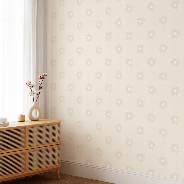 Beige Boho Sun Wallpaper CC273 - CostaCover - Peel and stick Removable Wallpaper - Abstract Beige Gold Stripes Waves Removable Wallpaper - Abstract Beige Gold Stripes Waves Removable Wallpaper near me - Abstract Beige Gold Stripes Waves Removable Wallpaper price