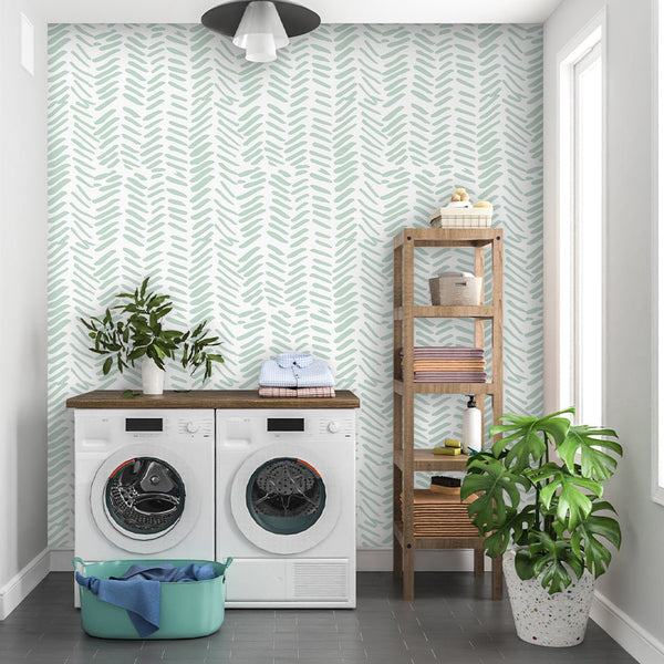 Herringbone Green Chevron Wallpaper CC020 - CostaCover - Peel and stick Removable Wallpaper - adhesive wallpaper - adhesive wallpaper design - baby bedroom