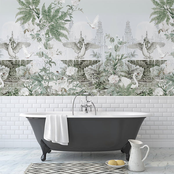 Vintage Garden Wall Mural CCM070 - CostaCover - Peel and stick Removable Wallpaper - 3d wall murals - 70's style - accent wallpaper