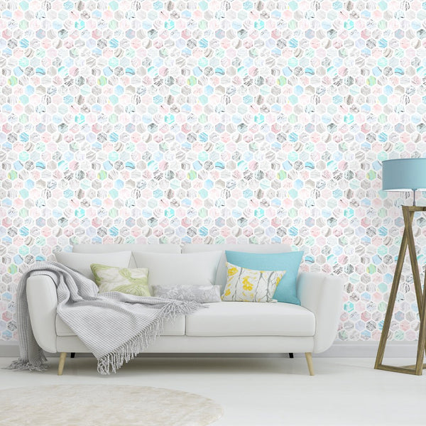 Colorful Honeycomb Wallpaper CC082 - CostaCover - Peel and stick Removable Wallpaper - abstract wallpaper - accent wallpaper - adhesive wallpaper
